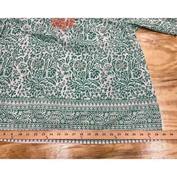 Catherine’s Size 1X Printed/Embroidery V Neck 3/4 Sleeve Tunic 100% Cotton - Picture 9 of 12